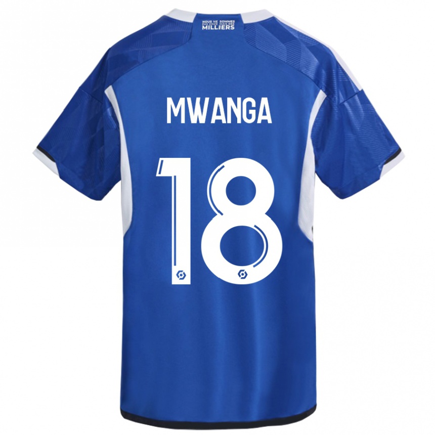 Vaikiškas Junior Mwanga #18 Mėlyna Namų Marškinėliai 2023/24 T-Shirt