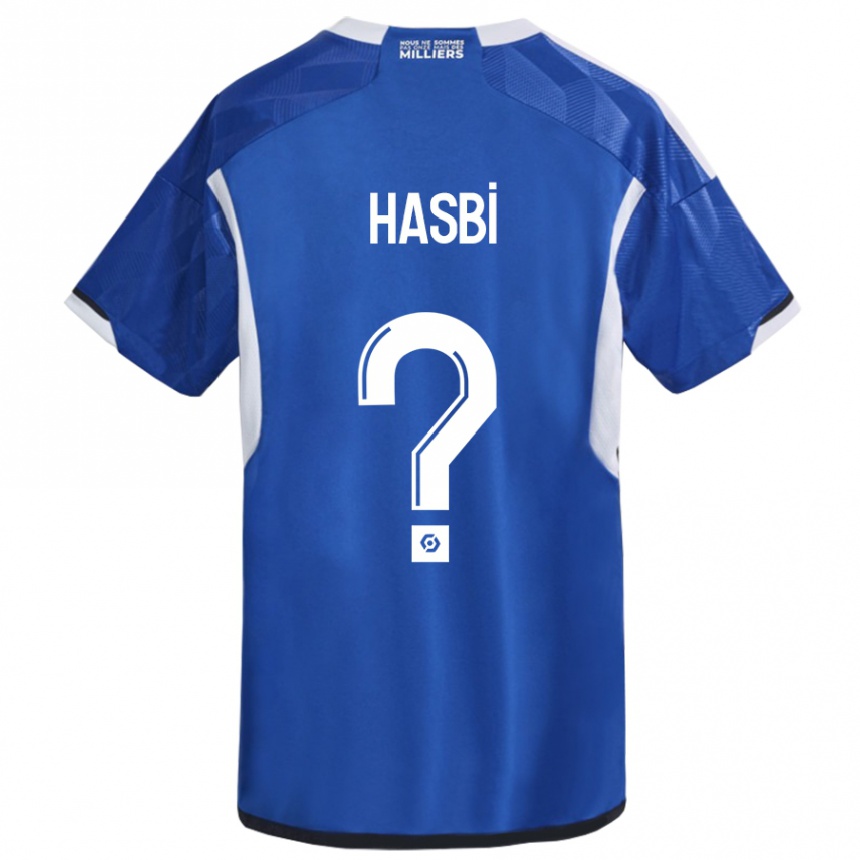 Vaikiškas Walid Hasbi #0 Mėlyna Namų Marškinėliai 2023/24 T-Shirt