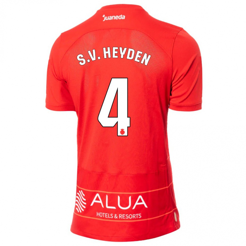 Vaikiškas Siebe Van Der Heyden #4 Raudona Namų Marškinėliai 2023/24 T-Shirt