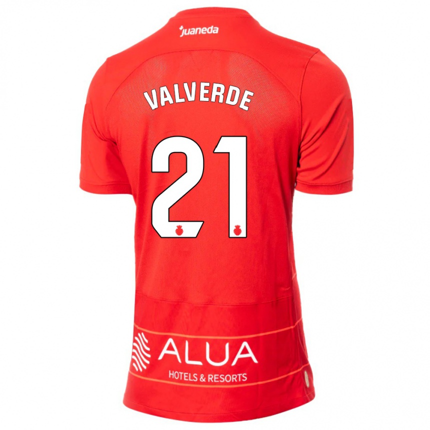 Vaikiškas David Valverde #21 Raudona Namų Marškinėliai 2023/24 T-Shirt