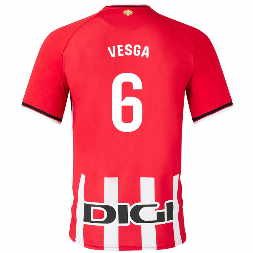 Vaikiškas Mikel Vesga #6 Raudona Namų Marškinėliai 2023/24 T-Shirt