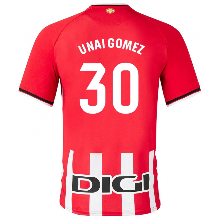 Vaikiškas Unai Gómez #30 Raudona Namų Marškinėliai 2023/24 T-Shirt