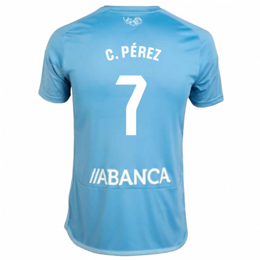Vaikiškas Carles Perez #7 Mėlyna Namų Marškinėliai 2023/24 T-Shirt