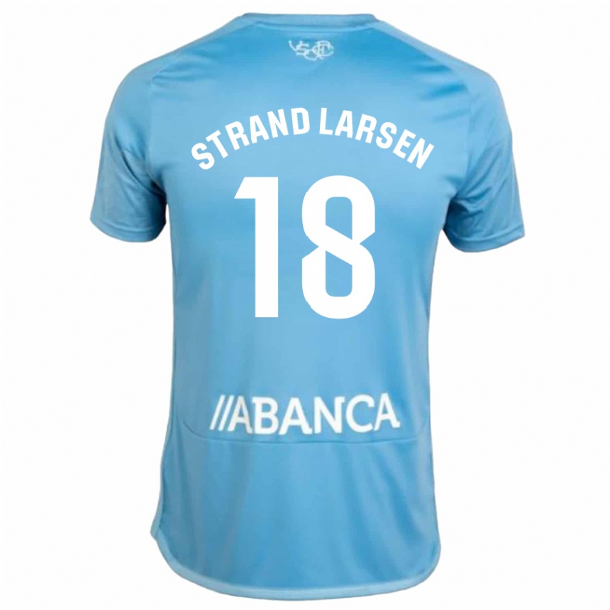 Vaikiškas Jørgen Strand Larsen #18 Mėlyna Namų Marškinėliai 2023/24 T-Shirt