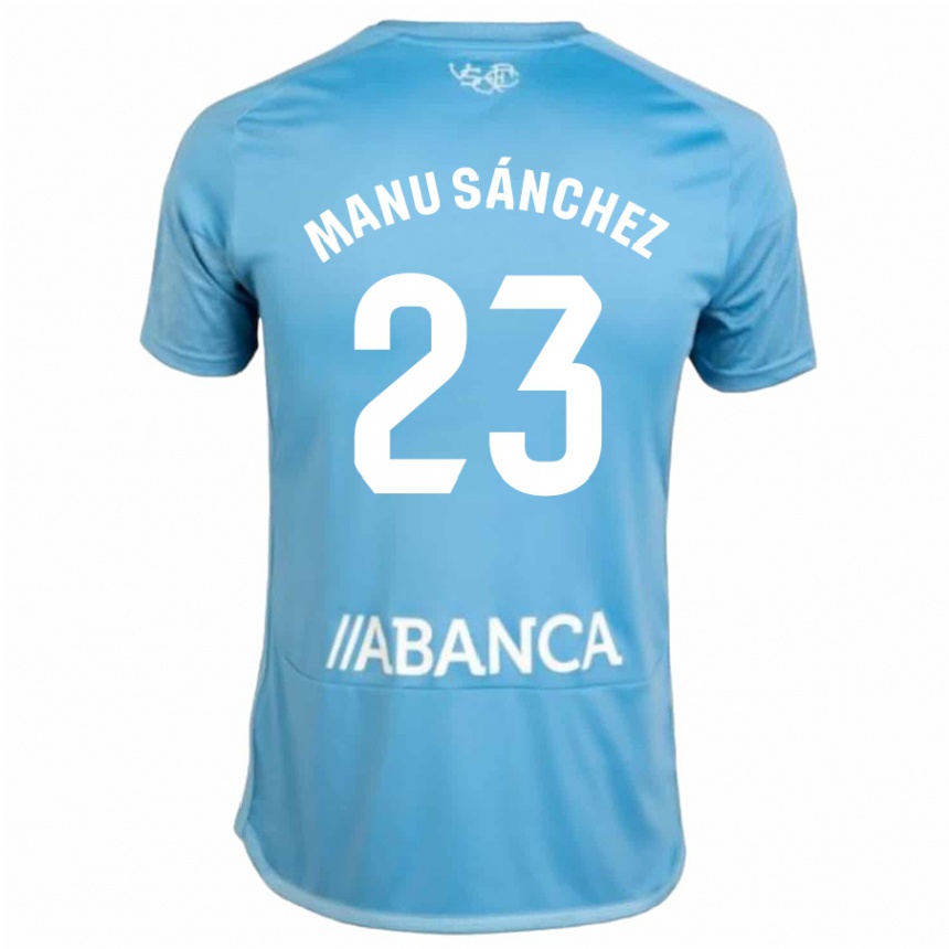 Vaikiškas Manu Sanchez #23 Mėlyna Namų Marškinėliai 2023/24 T-Shirt