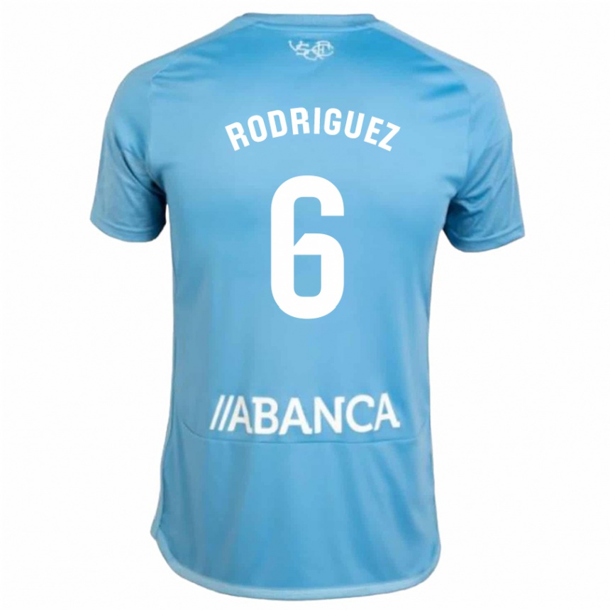 Vaikiškas Damián Rodríguez #6 Mėlyna Namų Marškinėliai 2023/24 T-Shirt