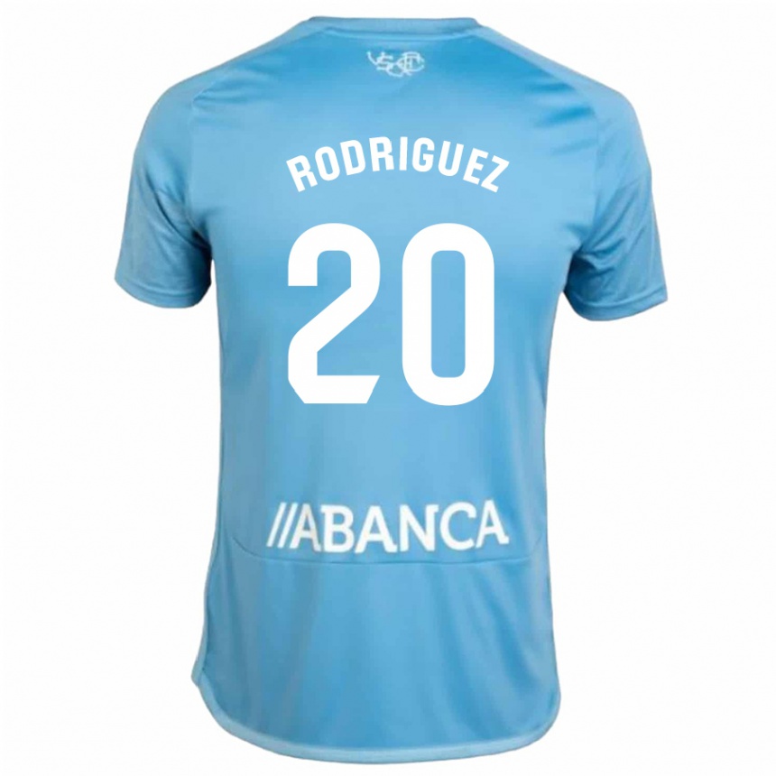 Vaikiškas Javi Rodríguez #20 Mėlyna Namų Marškinėliai 2023/24 T-Shirt