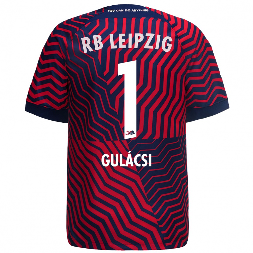 Vaikiškas Péter Gulácsi #1 Mėlyna Raudona Išvykos Marškinėliai 2023/24 T-Shirt