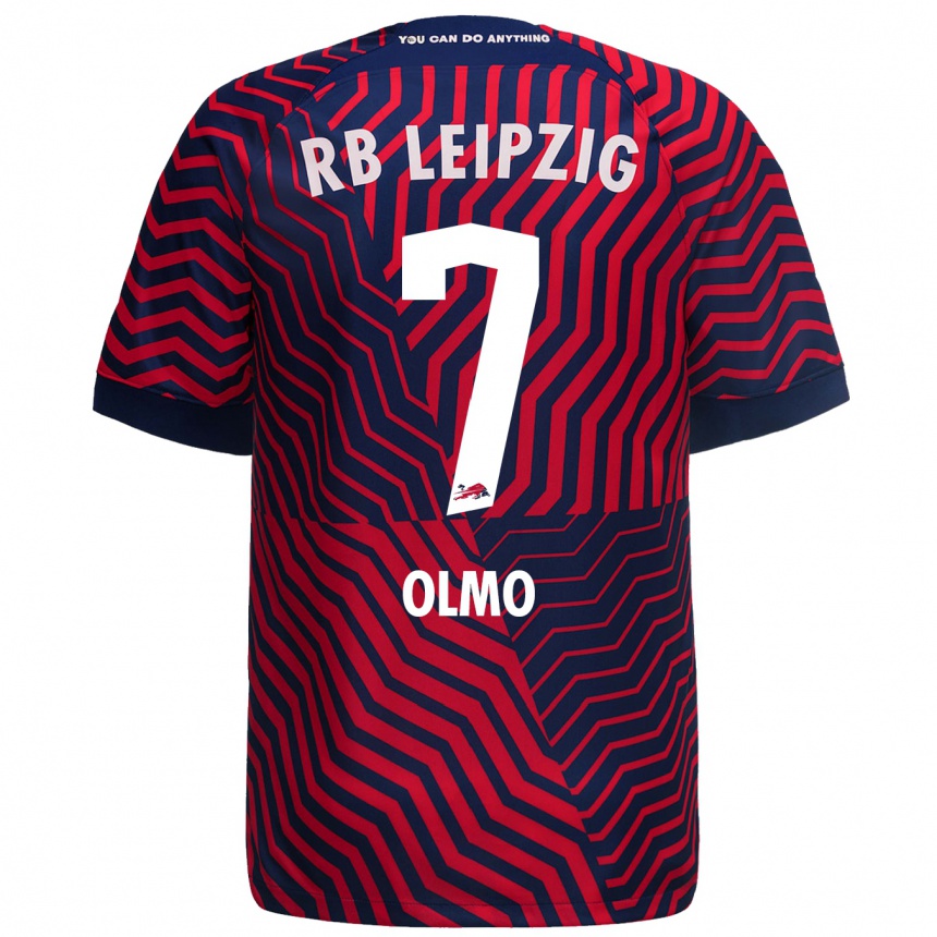 Vaikiškas Dani Olmo #7 Mėlyna Raudona Išvykos Marškinėliai 2023/24 T-Shirt