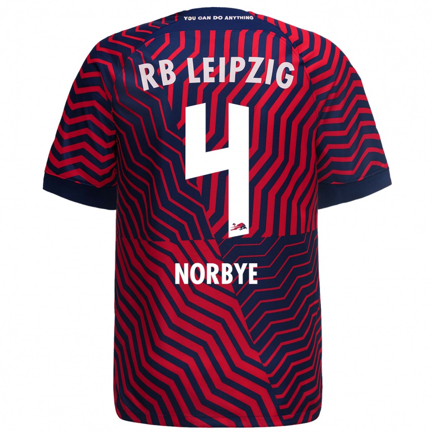 Vaikiškas Jonathan Norbye #4 Mėlyna Raudona Išvykos Marškinėliai 2023/24 T-Shirt