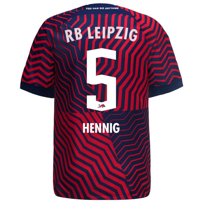 Vaikiškas Lenny Hennig #5 Mėlyna Raudona Išvykos Marškinėliai 2023/24 T-Shirt