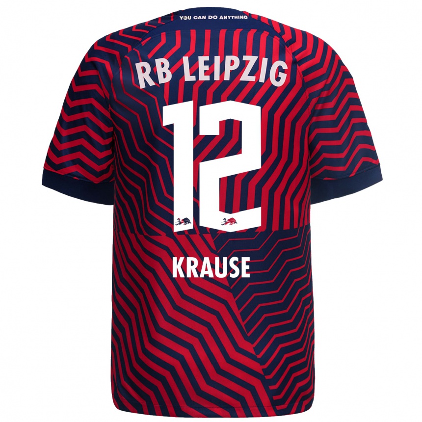 Vaikiškas Arno Krause #12 Mėlyna Raudona Išvykos Marškinėliai 2023/24 T-Shirt