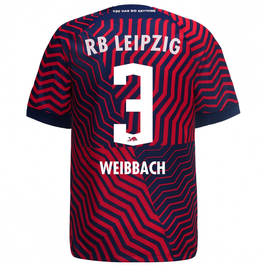 Vaikiškas Noah Weißbach #3 Mėlyna Raudona Išvykos Marškinėliai 2023/24 T-Shirt