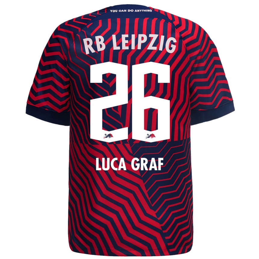 Vaikiškas Luca Marie Graf #26 Mėlyna Raudona Išvykos Marškinėliai 2023/24 T-Shirt