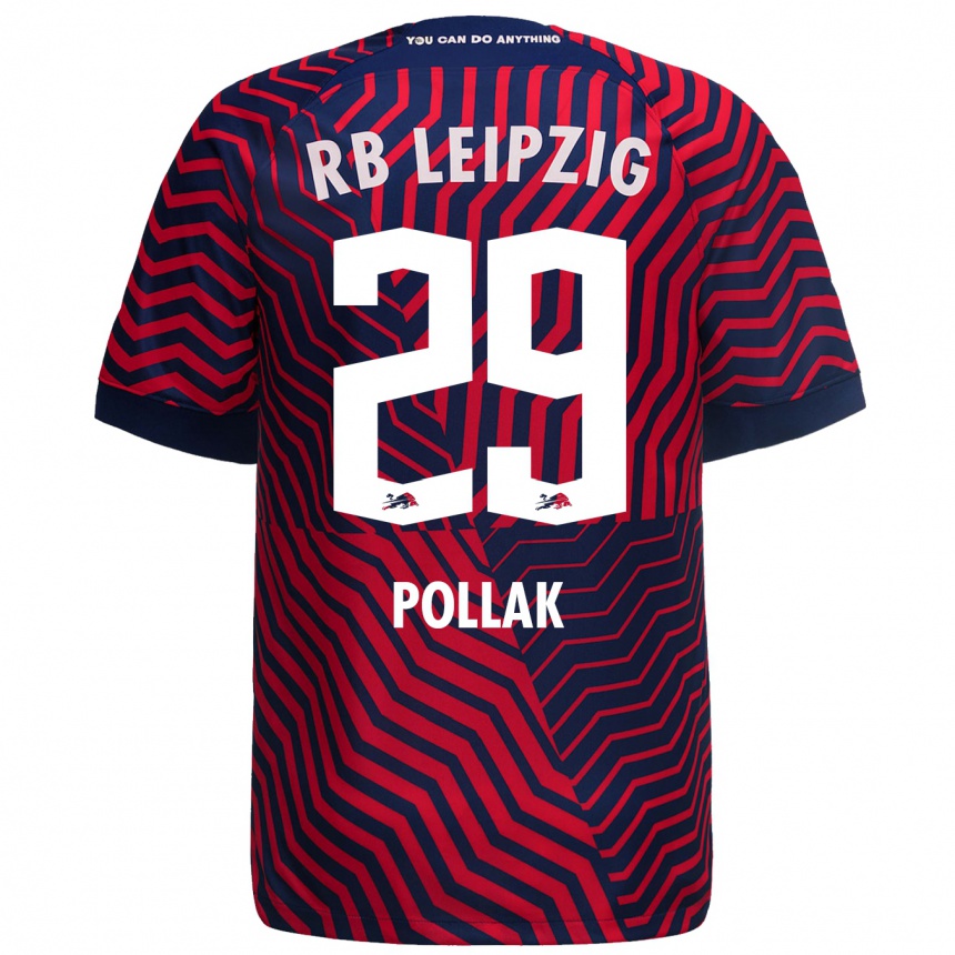 Vaikiškas Julia Pollak #29 Mėlyna Raudona Išvykos Marškinėliai 2023/24 T-Shirt