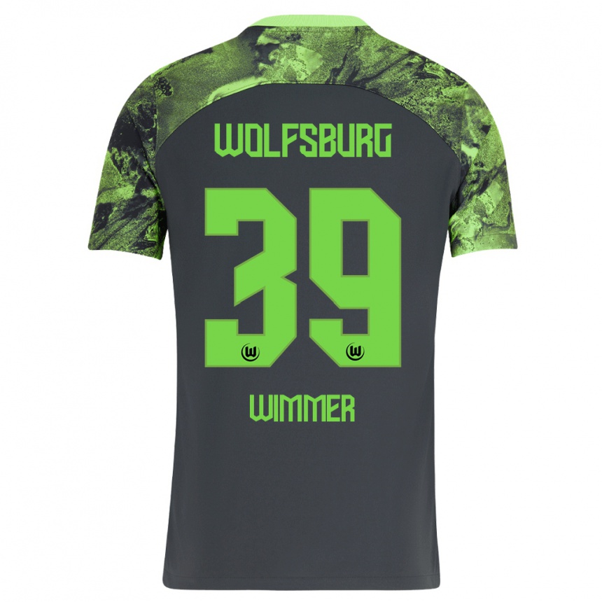 Vaikiškas Patrick Wimmer #39 Tamsiai Pilka Išvykos Marškinėliai 2023/24 T-Shirt