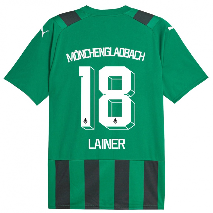 Vaikiškas Stefan Lainer #18 Juoda Žalia Išvykos Marškinėliai 2023/24 T-Shirt