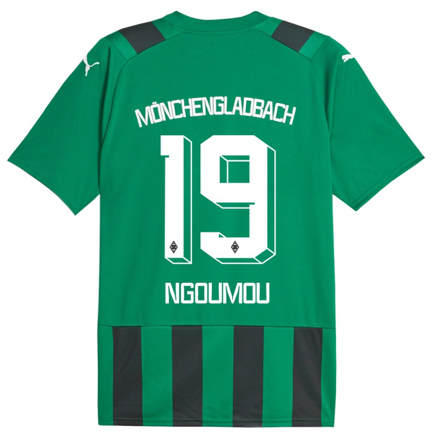 Vaikiškas Nathan Ngoumou #19 Juoda Žalia Išvykos Marškinėliai 2023/24 T-Shirt