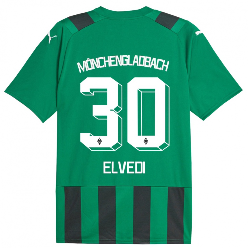 Vaikiškas Nico Elvedi #30 Juoda Žalia Išvykos Marškinėliai 2023/24 T-Shirt