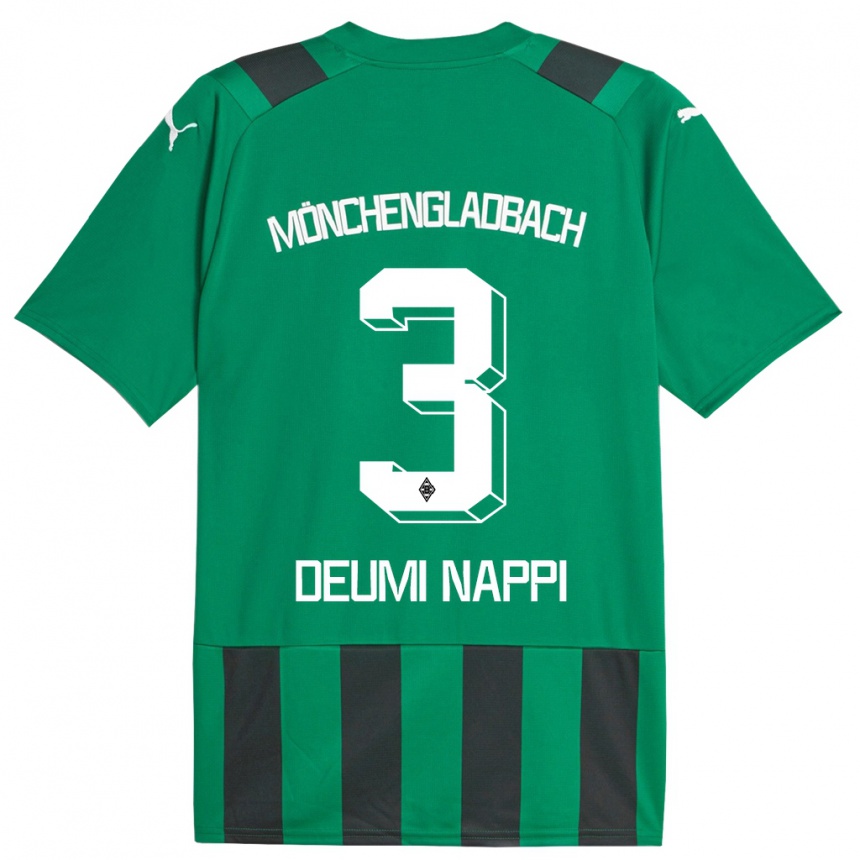 Vaikiškas Dimitrie Deumi Nappi #3 Juoda Žalia Išvykos Marškinėliai 2023/24 T-Shirt