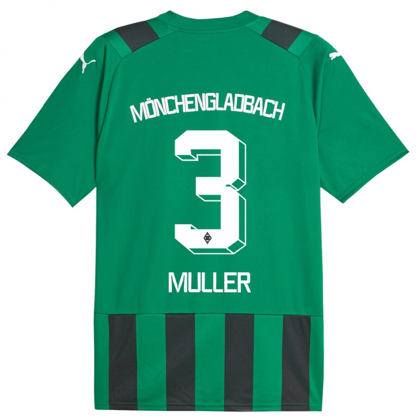 Vaikiškas Barbara Müller #3 Juoda Žalia Išvykos Marškinėliai 2023/24 T-Shirt