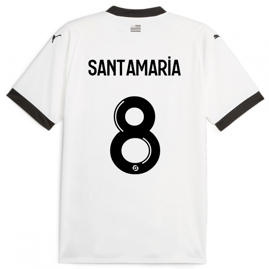 Vaikiškas Baptiste Santamaria #8 Baltas Išvykos Marškinėliai 2023/24 T-Shirt