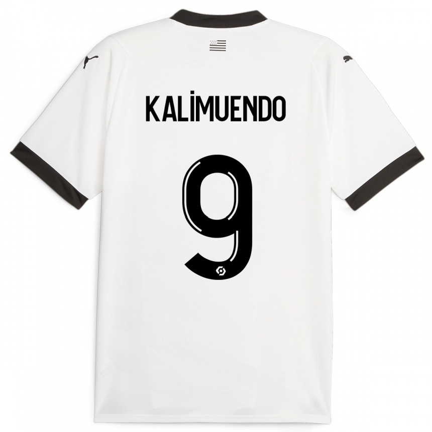 Vaikiškas Arnaud Kalimuendo #9 Baltas Išvykos Marškinėliai 2023/24 T-Shirt