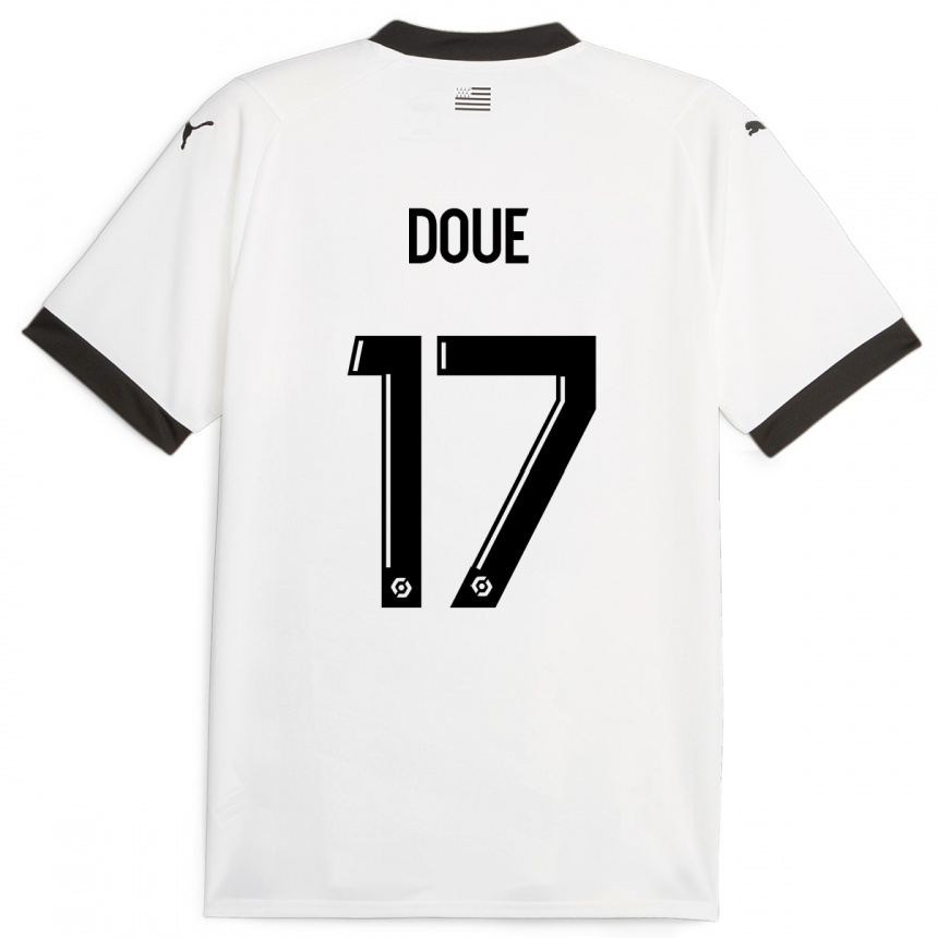 Vaikiškas Guéla Doué #17 Baltas Išvykos Marškinėliai 2023/24 T-Shirt