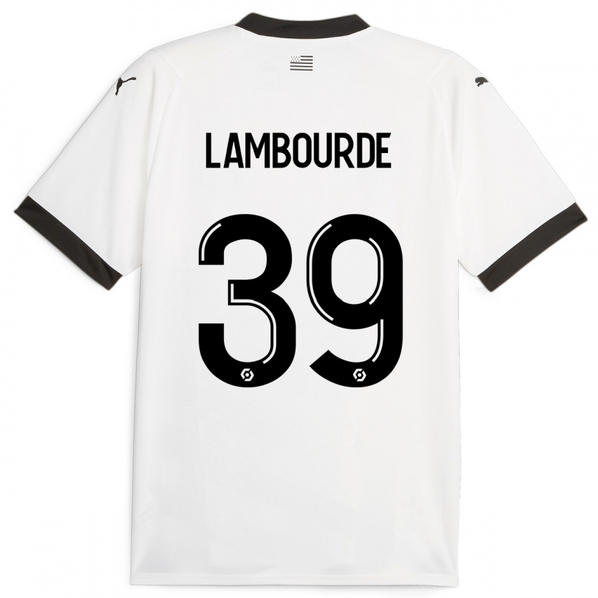 Vaikiškas Mathis Lambourde #39 Baltas Išvykos Marškinėliai 2023/24 T-Shirt