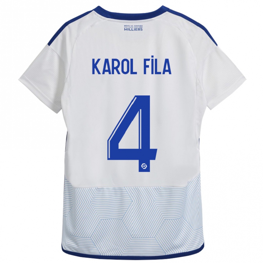 Vaikiškas Karol Fila #4 Baltas Išvykos Marškinėliai 2023/24 T-Shirt