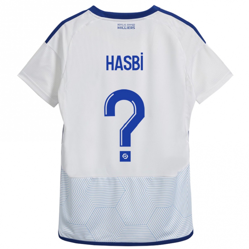 Vaikiškas Walid Hasbi #0 Baltas Išvykos Marškinėliai 2023/24 T-Shirt