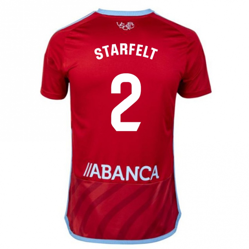 Vaikiškas Carl Starfelt #2 Raudona Išvykos Marškinėliai 2023/24 T-Shirt