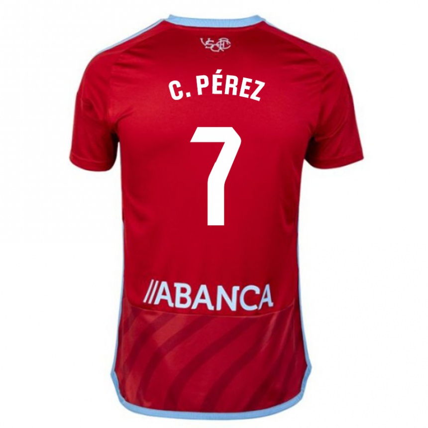 Vaikiškas Carles Pérez #7 Raudona Išvykos Marškinėliai 2023/24 T-Shirt