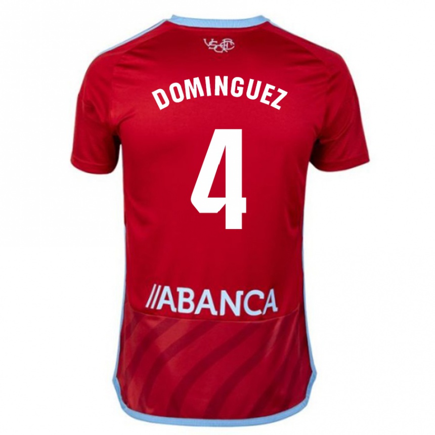 Vaikiškas Javi Domínguez #4 Raudona Išvykos Marškinėliai 2023/24 T-Shirt