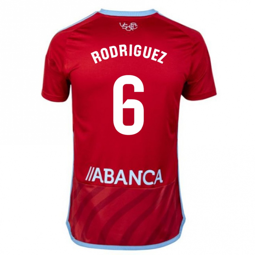 Vaikiškas Damián Rodríguez #6 Raudona Išvykos Marškinėliai 2023/24 T-Shirt