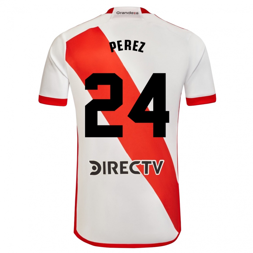 Vyrai Enzo Pérez #24 Balta Raudona Namų Marškinėliai 2023/24 T-Shirt