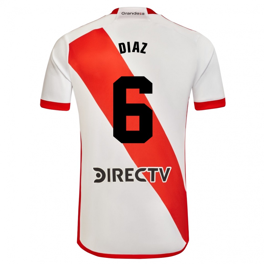 Vyrai Milagros Díaz #6 Balta Raudona Namų Marškinėliai 2023/24 T-Shirt