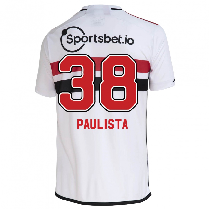 Vyrai Caio Paulista #38 Baltas Namų Marškinėliai 2023/24 T-Shirt