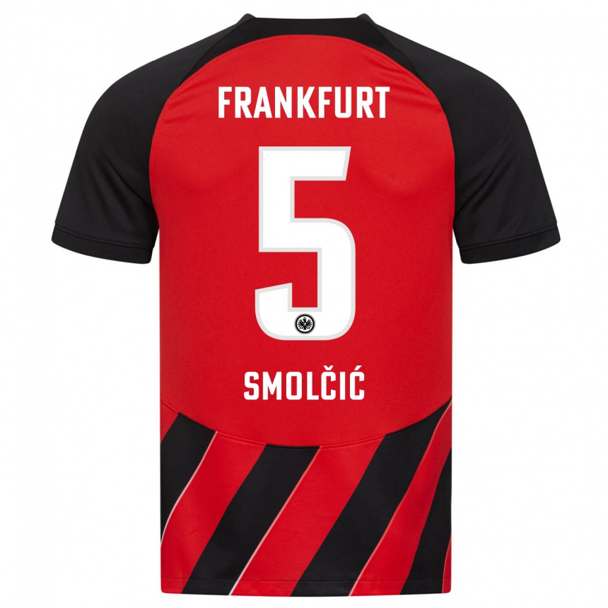 Vyrai Hrvoje Smolcic #5 Raudona Juoda Namų Marškinėliai 2023/24 T-Shirt