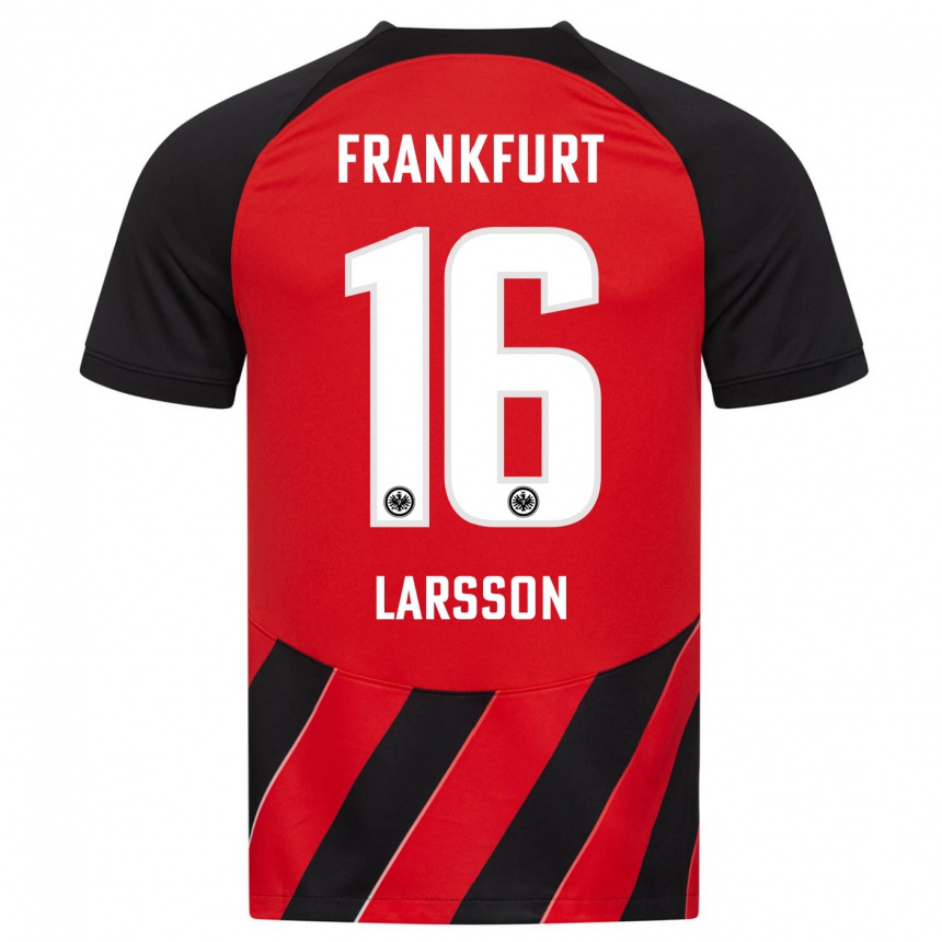 Vyrai Hugo Larsson #16 Raudona Juoda Namų Marškinėliai 2023/24 T-Shirt