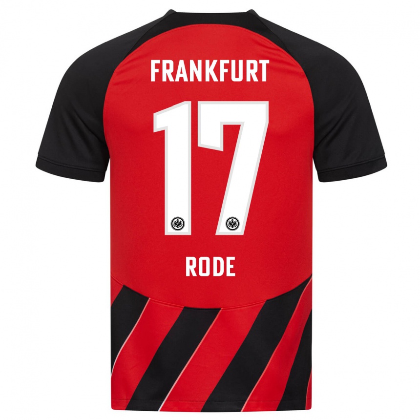 Vyrai Sebastian Rode #17 Raudona Juoda Namų Marškinėliai 2023/24 T-Shirt