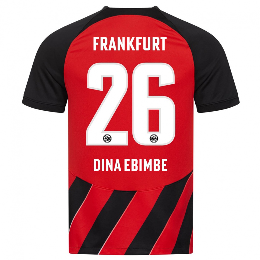 Vyrai Junior Dina Ebimbe #26 Raudona Juoda Namų Marškinėliai 2023/24 T-Shirt