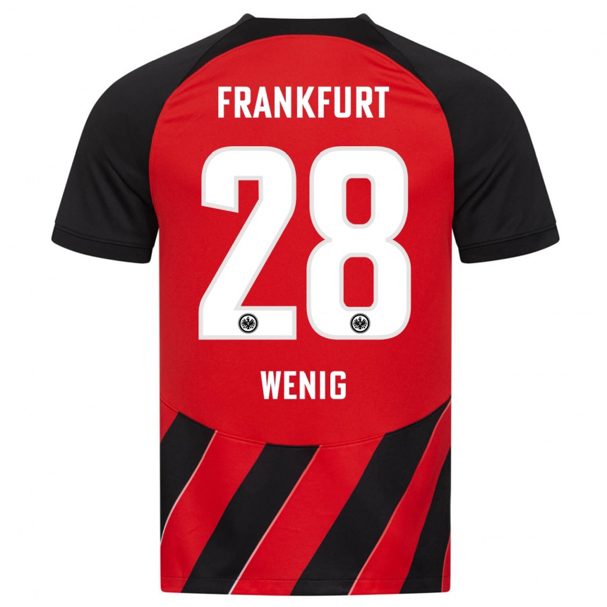 Vyrai Marcel Wenig #28 Raudona Juoda Namų Marškinėliai 2023/24 T-Shirt