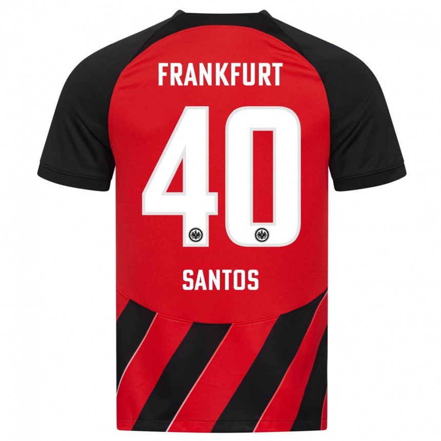 Vyrai Kauã Santos #40 Raudona Juoda Namų Marškinėliai 2023/24 T-Shirt