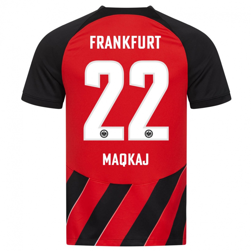 Vyrai Dritan Maqkaj #22 Raudona Juoda Namų Marškinėliai 2023/24 T-Shirt