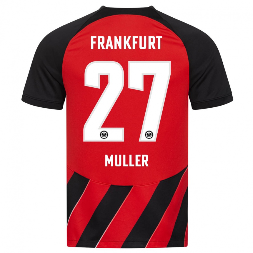 Vyrai Mark Müller #27 Raudona Juoda Namų Marškinėliai 2023/24 T-Shirt