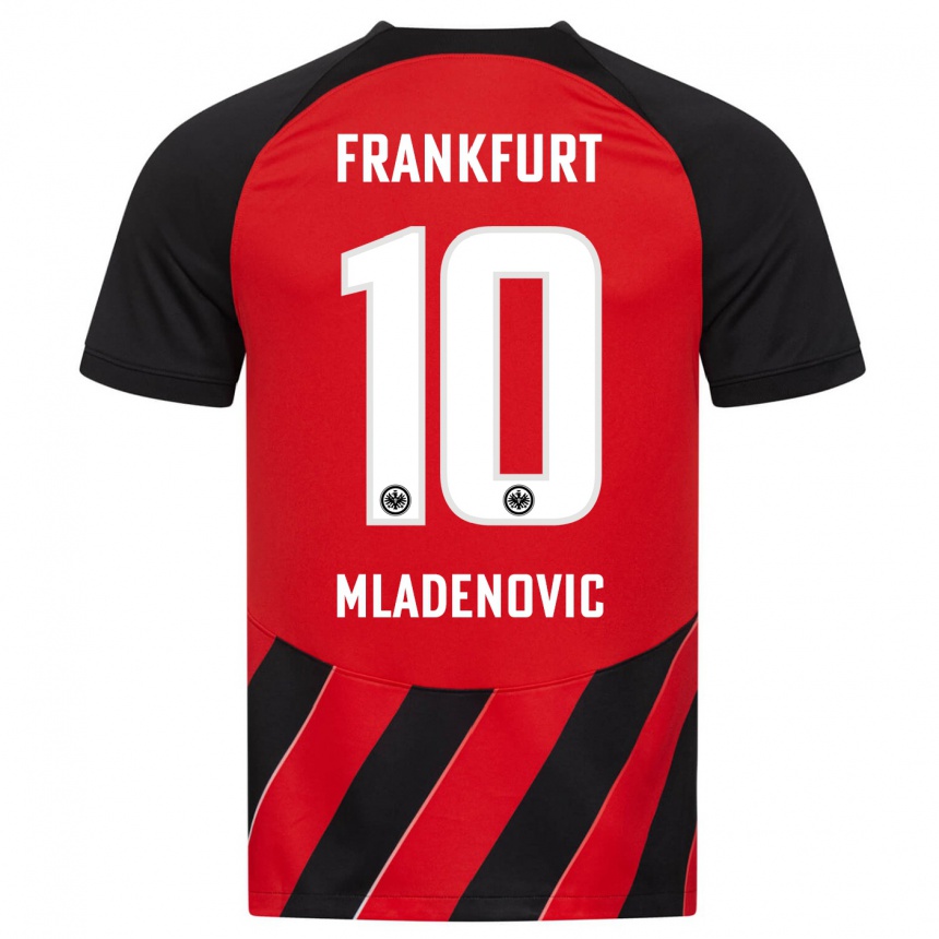 Vyrai Marko Mladenovic #10 Raudona Juoda Namų Marškinėliai 2023/24 T-Shirt