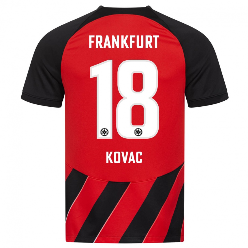 Vyrai Niko Kovac #18 Raudona Juoda Namų Marškinėliai 2023/24 T-Shirt