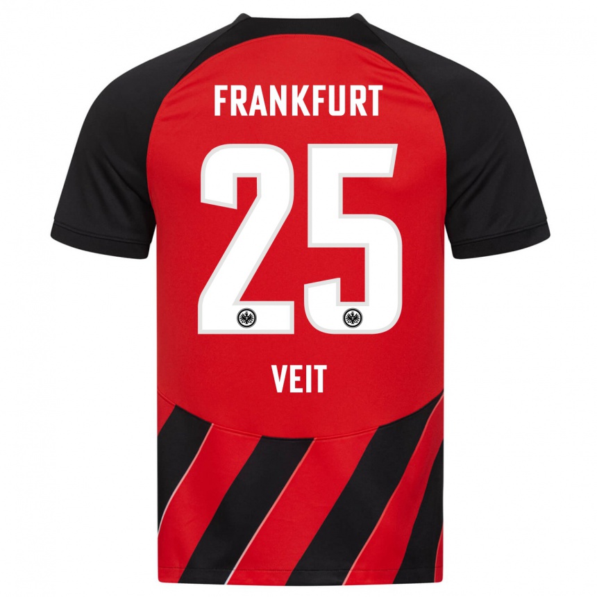 Vyrai Jella Veit #25 Raudona Juoda Namų Marškinėliai 2023/24 T-Shirt