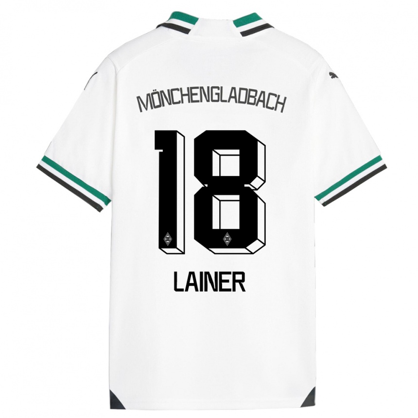 Vyrai Stefan Lainer #18 Balta Žalia Namų Marškinėliai 2023/24 T-Shirt